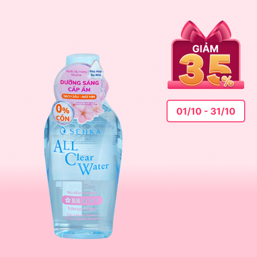 Nước Tẩy Trang SENKA All Clear Water Micellar Formula Bright Cấp Ẩm, Dưỡng Sáng Da (Chai 230ml)