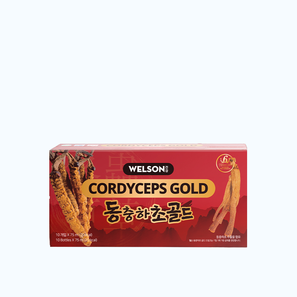 Nước Uống Hồng Sâm Đông Trùng Hạ Thảo Hàn Quốc - Welson Cordyceps Gold (Hộp 10 chai)