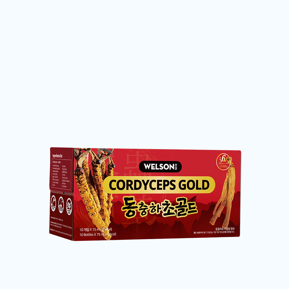 Nước Uống Hồng Sâm Đông Trùng Hạ Thảo Hàn Quốc - Welson Cordyceps Gold (Hộp 10 chai)