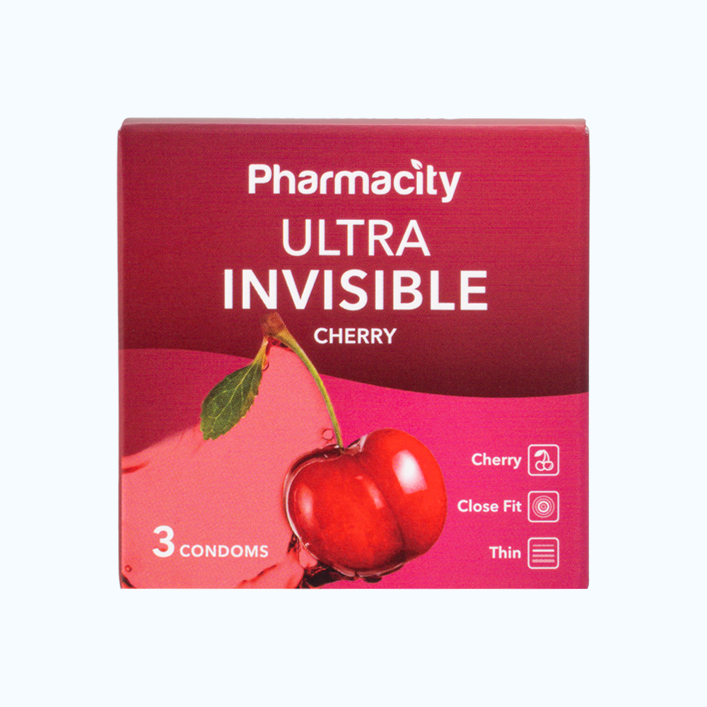 Bao Cao Su Pharmacity Ultra Invisible Cherry (Hộp 3 cái)