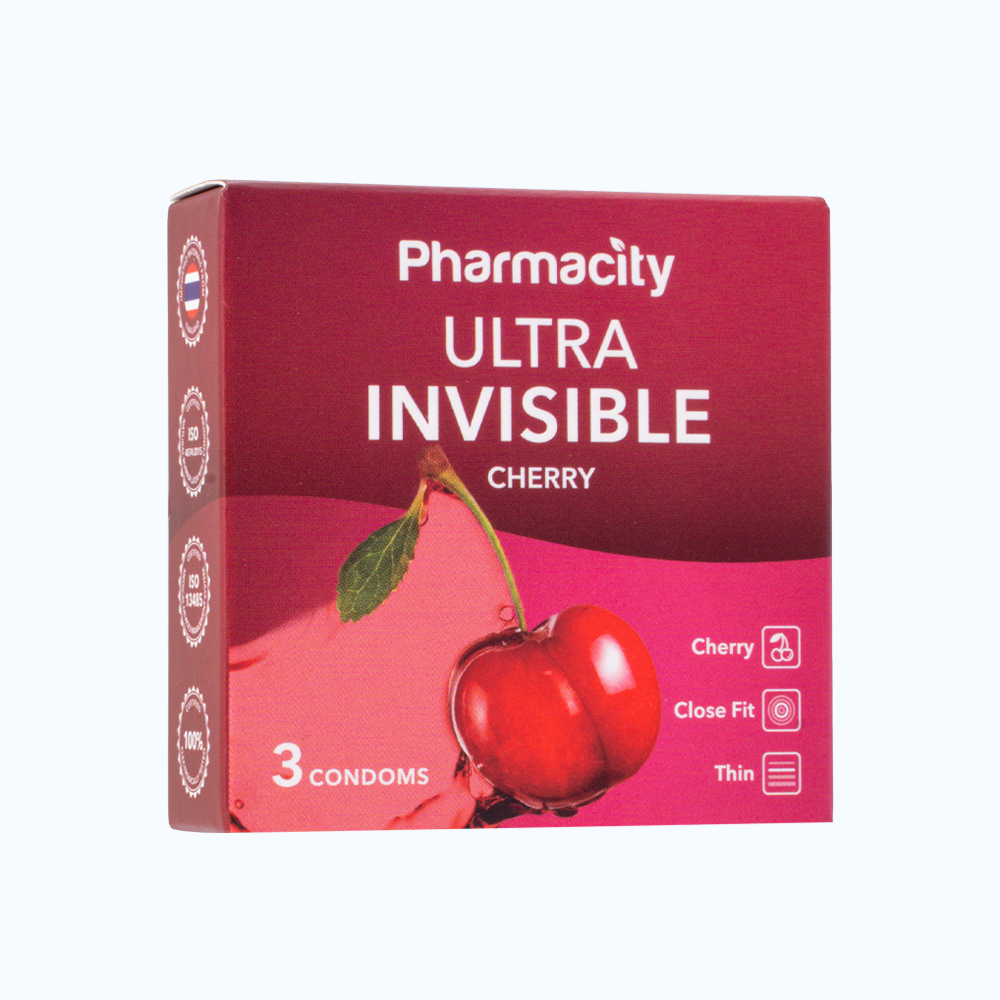 Bao Cao Su Pharmacity Ultra Invisible Cherry (Hộp 3 cái)