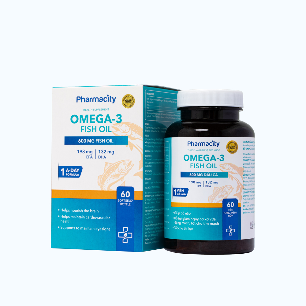 Viên uống Pharmacity Omega – 3 Fish Oil (Chai 60 viên)