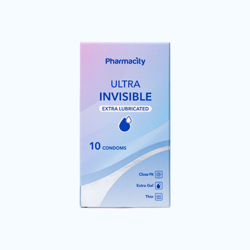 Bao cao su Pharmacity Ultra Invisible - Extra Lubricated (Hộp 10 cái)