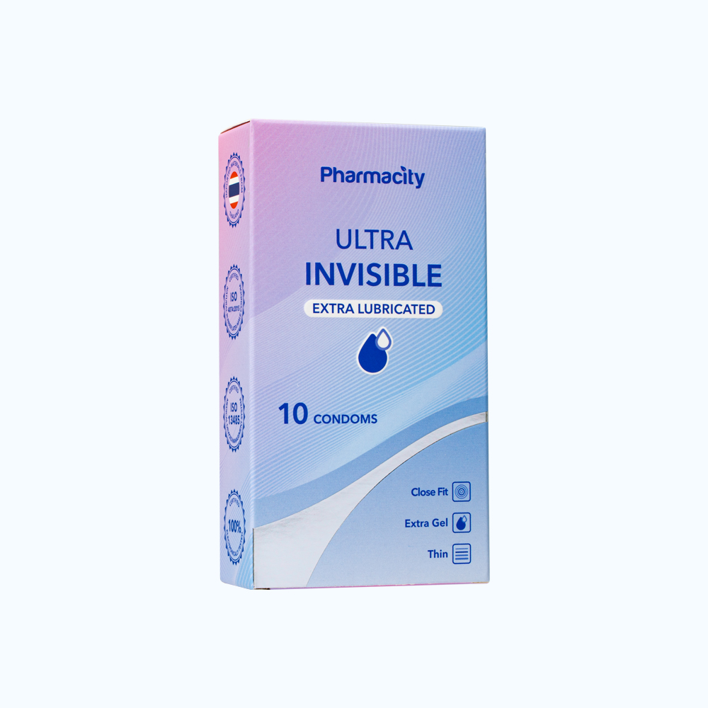 Bao cao su Pharmacity Ultra Invisible - Extra Lubricated (Hộp 10 cái)