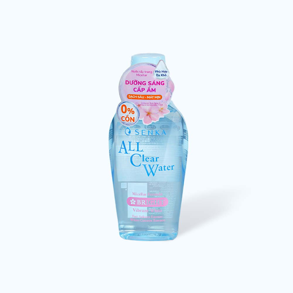 Nước Tẩy Trang SENKA All Clear Water Micellar Formula Bright Cấp Ẩm, Dưỡng Sáng Da (Chai 230ml)