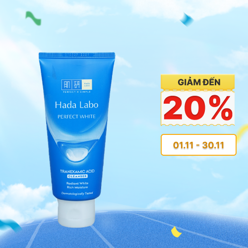 Kem Rửa Mặt HADA LABO Labo Perfect White Sạch Dịu Nhẹ, Dưỡng Sáng Sa (Chai 80g)