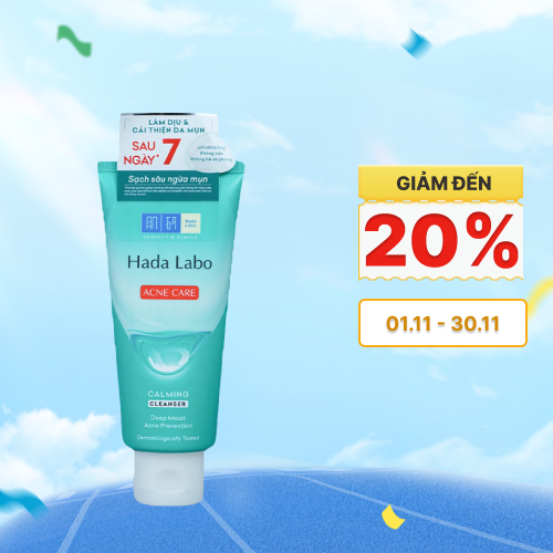 Kem Rửa Mặt HADA LABO Acne Care Calming Dành Cho Da Mụn Và Nhạy Cảm (Tuýp 80g)