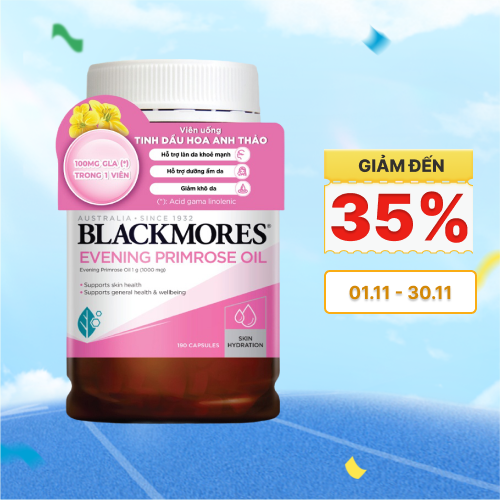 Tinh dầu hoa anh thảo Blackmores Evening Primrose Oil hỗ trợ nội tiết tố nữ (Chai 190 viên)