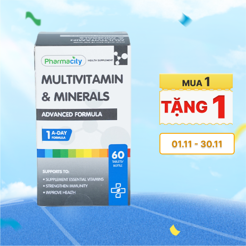 Viên uống Pharmacity Advanced Formula Mutivitamin & Minerals bổ sung vitamin, khoáng chất (60 viên)