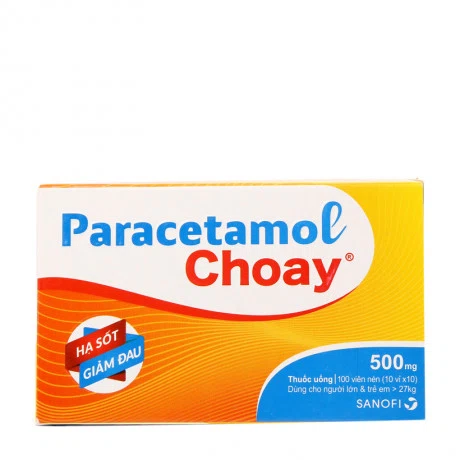 Thuốc Paracetamol Choay 500mg giảm đau, hạ sốt (10 vỉ x 10 viên)