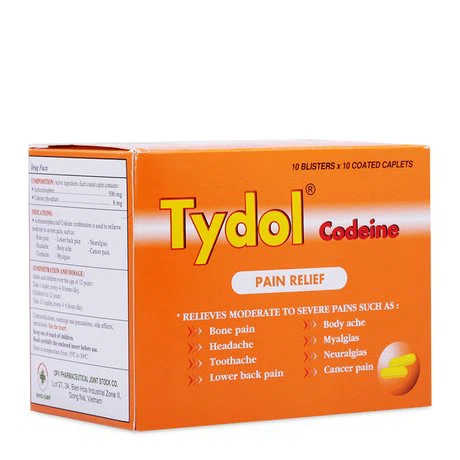 Thuốc Tydol codeine 500mg/8mg giảm đau cấp tính ở mức độ trung bình (10 vỉ x 10 viên)