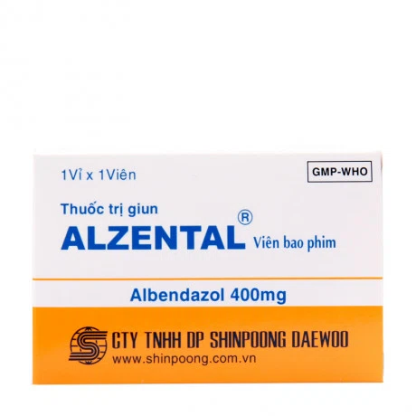 Thuốc Alzental 400mg điều trị nhiễm giun (1 vỉ x 1 viên)
