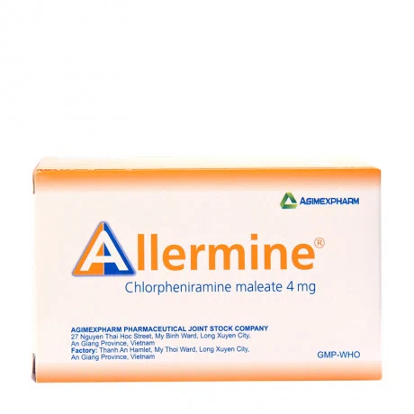 Thuốc Allermine 4mg điều trị triệu chứng viêm mũi dị ứng (10 vỉ x 20 viên)