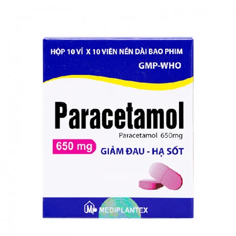 Viên nén Paracetamol 650mg Mediplantex giảm đau từ nhẹ đến vừa và hạ sốt (10 vỉ x 10 viên)