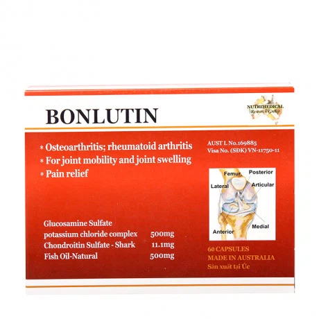 Thuốc Bonlutin giảm triệu chứng của thoái hóa khớp gối (4 vỉ x 15 viên)