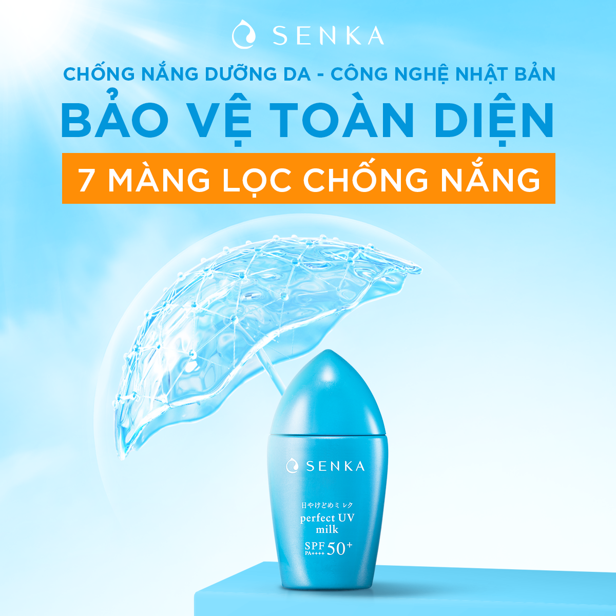 Sữa Chống Nắng SENKA Perfect UV Bảo Vệ Da Khỏi Tác Hại Của Tia UV SPF50+ PA++++ (Chai 40g)