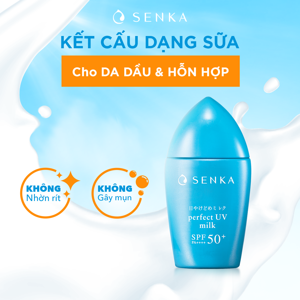 Sữa Chống Nắng SENKA Perfect UV Bảo Vệ Da Khỏi Tác Hại Của Tia UV SPF50+ PA++++ (Chai 40g)