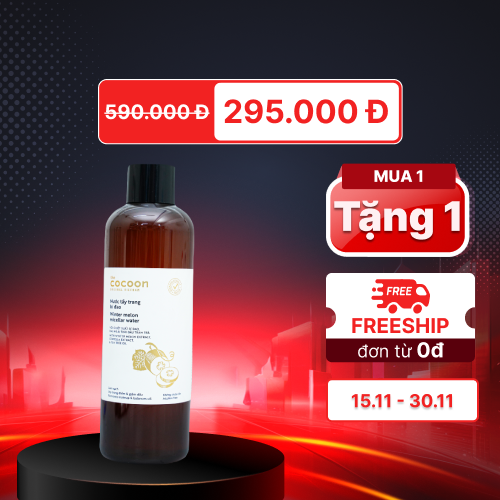 Nước Tẩy Trang Bí Đao COCOON Làm Sạch Lớp Trang Điểm, Giảm Dầu (500ml)