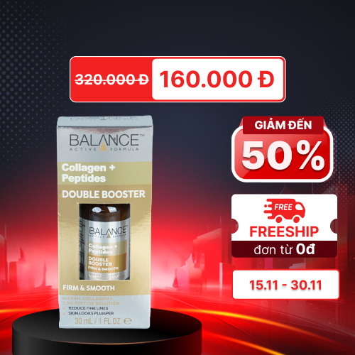 Serum BALANCE Active Formula Serum Double Booster Collagen + 2.5% Peptides Ngừa Lão Hoá (30ml)