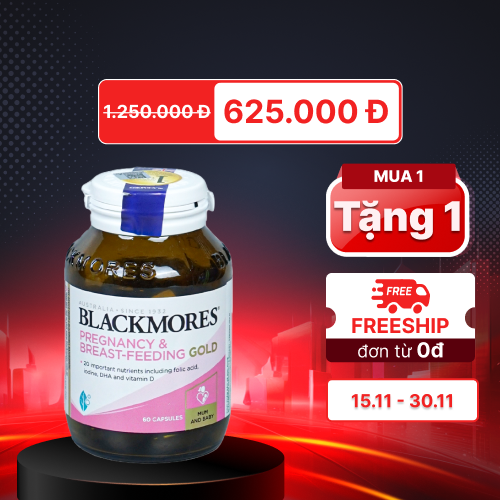 Viên uống cho bà bầu Blackmores Pregnancy & Breast Feeding Gold cung cấp vitamin  (60 viên)