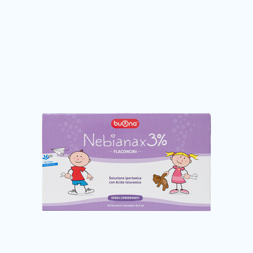 Dung dịch nhỏ mũi muối ưu trương Buona Nebianax 3% Flaconcini (Hộp 20 ống x 5ml)