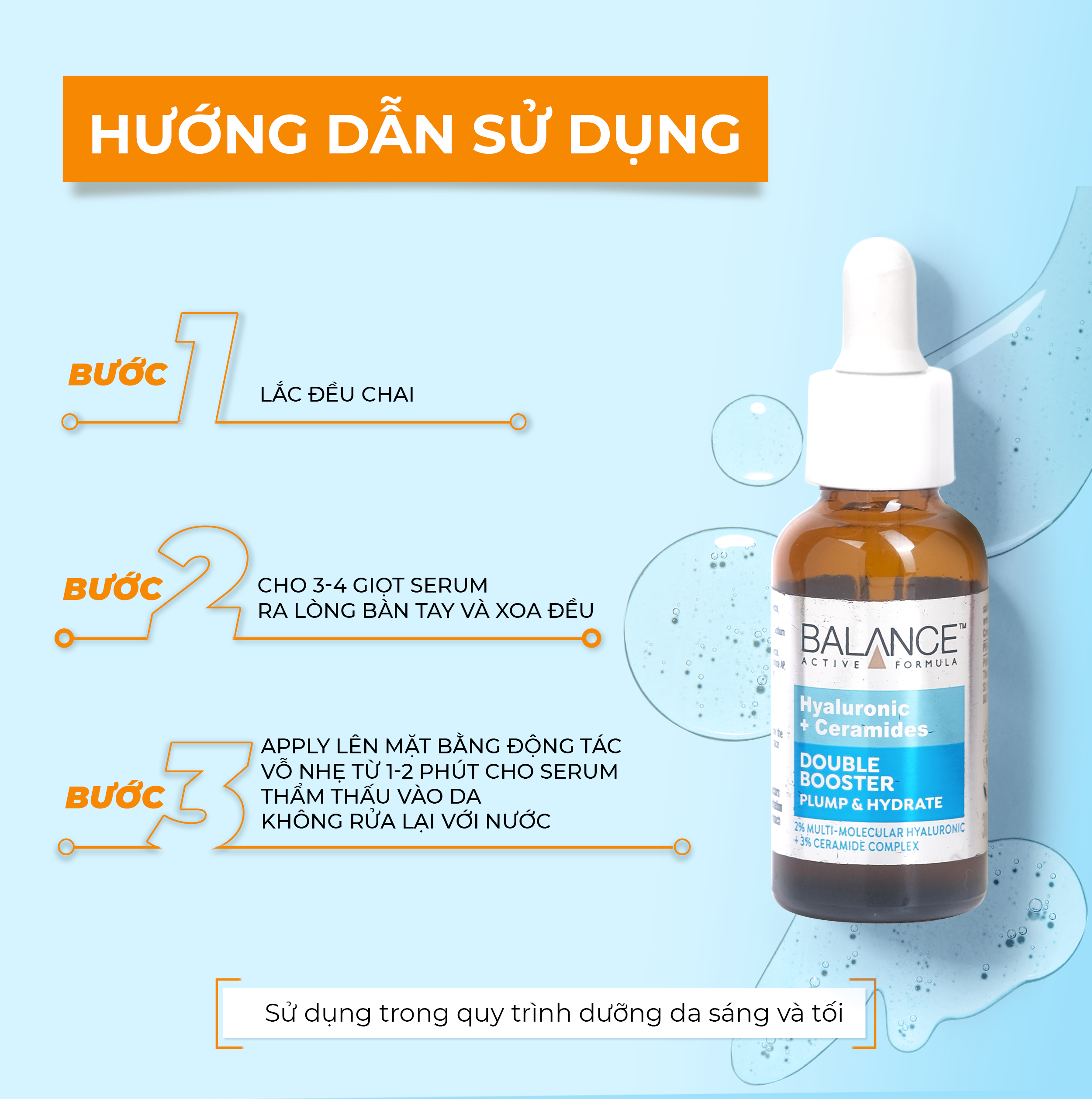 Serum BALANCE Active Formula Double Booster Hyaluronic & Ceramides Cấp Nước Dưỡng Ẩm Da (Chai 30ml)