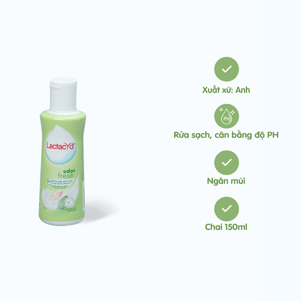 Dung dịch vệ sinh phụ nữ ngày dài tươi mát Lactacyd Odor Fresh 150ml