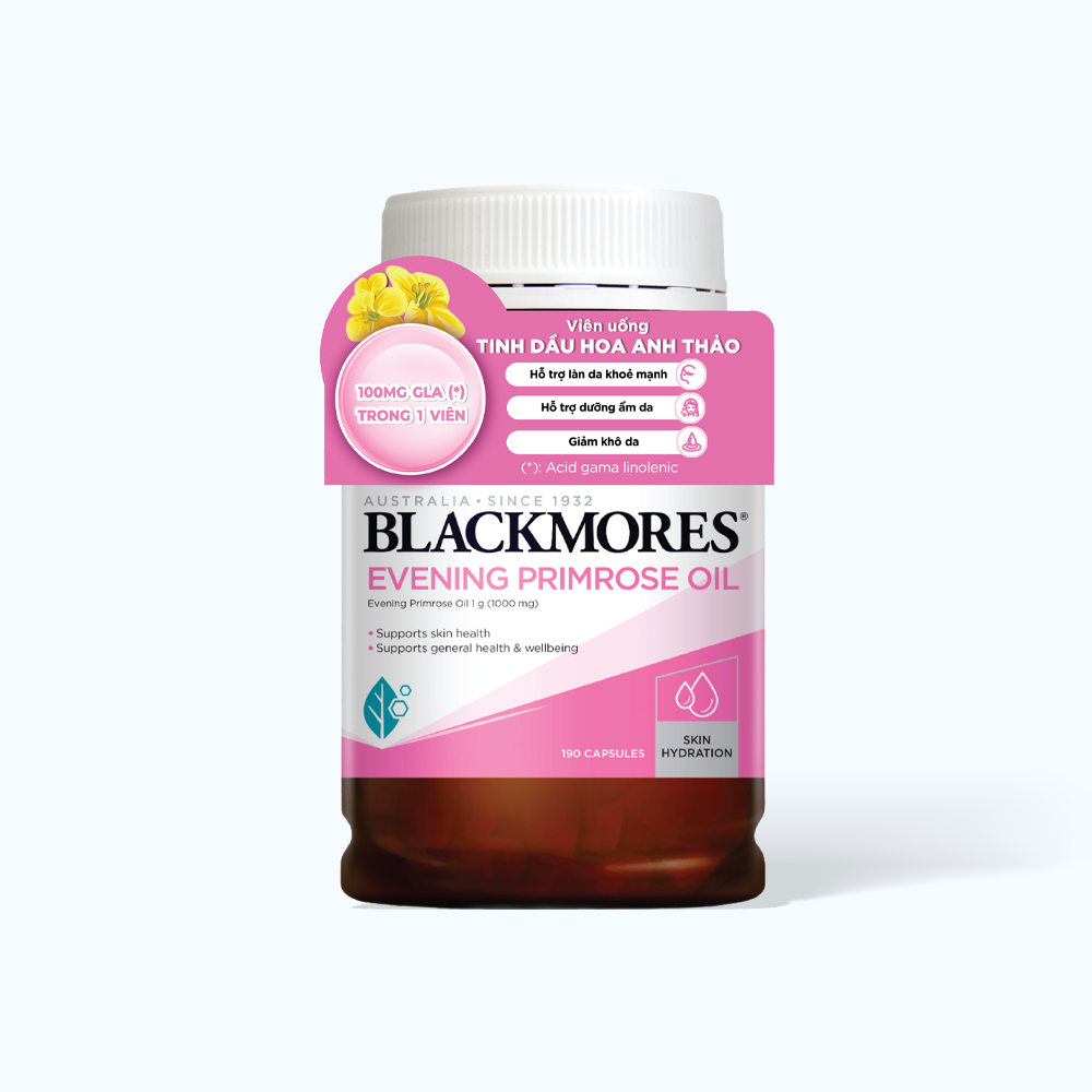 Tinh dầu hoa anh thảo Blackmores Evening Primrose Oil hỗ trợ nội tiết tố nữ (Chai 190 viên)