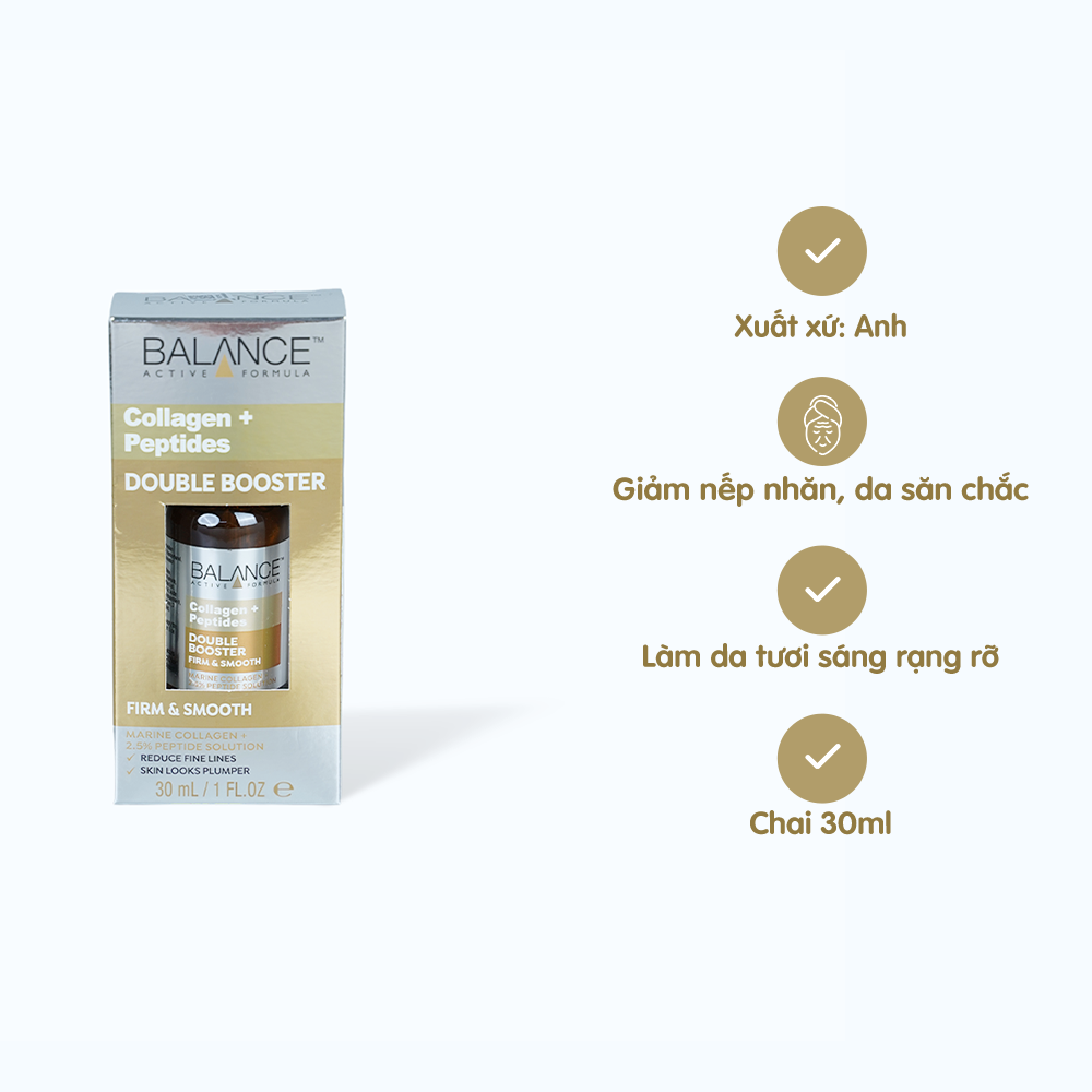 Serum BALANCE Active Formula Serum Double Booster Collagen + 2.5% Peptides Ngừa Lão Hoá (30ml)