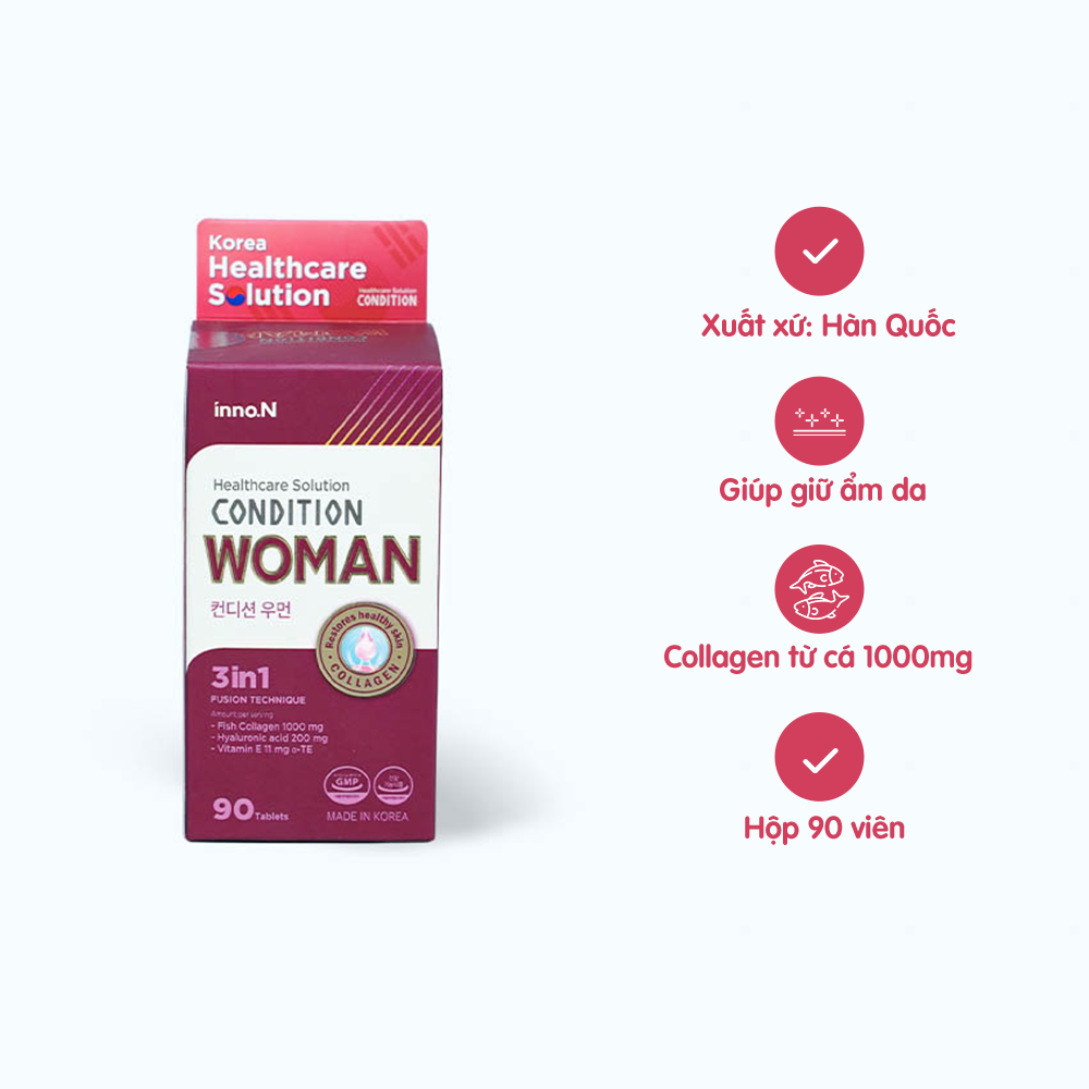 Viên uống Kolmar Condition Woman Giúp bổ sung collagen cho da (Hộp 90 viên)