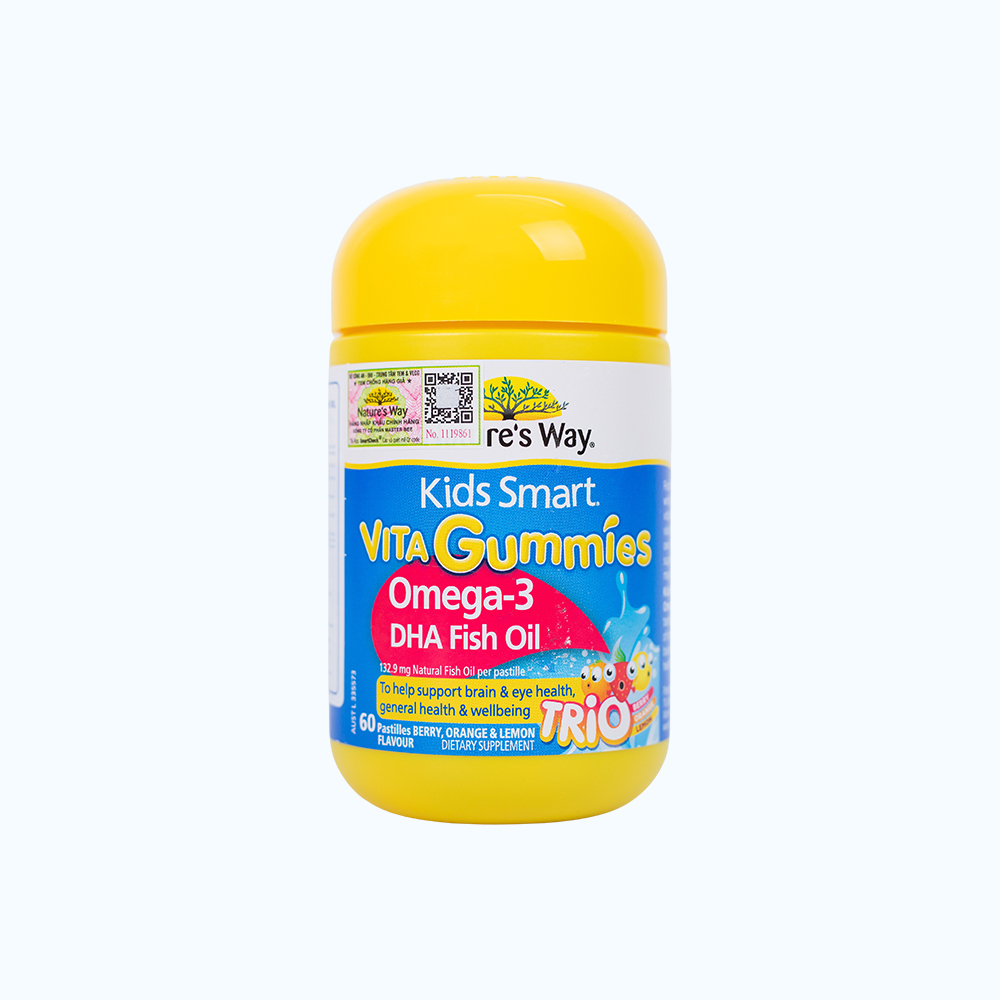 Kẹo dẻo Nature's Way Kids Smart Vita Gummies Omega-3 DHA Fish Oil bổ sung omega 3 cho trẻ (60 viên)