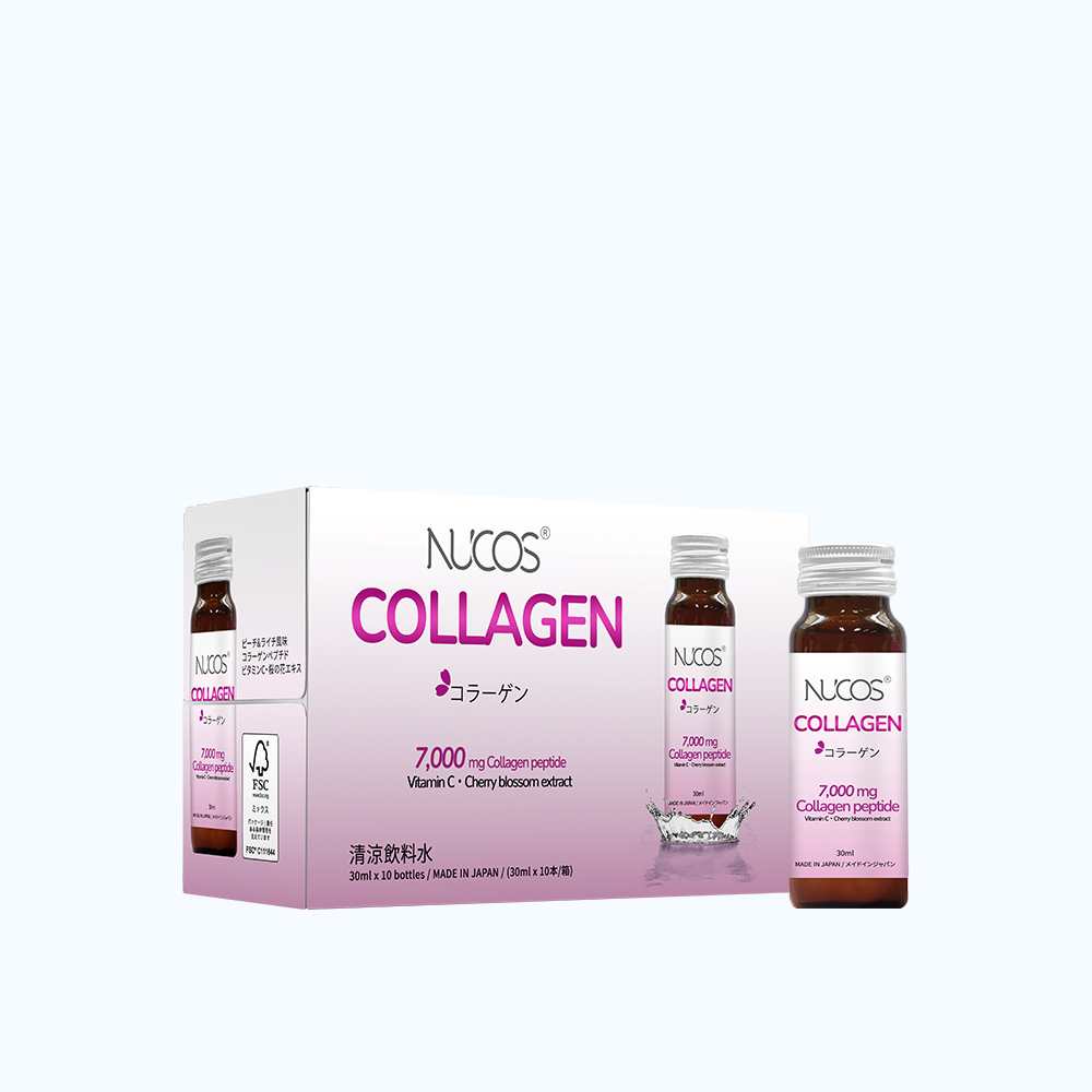 Nước uống NUCOS Collagen 7000mg & 300mg C hỗ trợ chống lão hóa, đẹp da (Hộp 10 chai x 30ml)