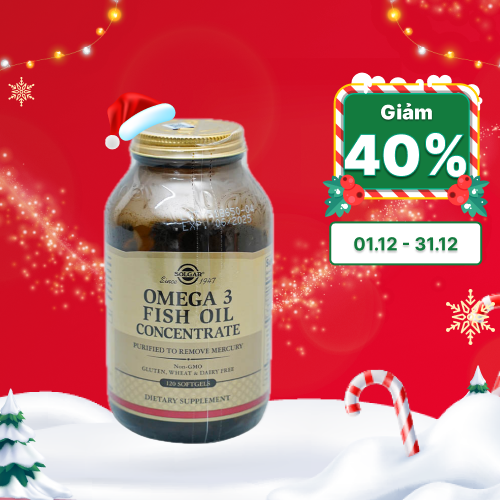 Viên dầu cá Solgar Omega-3 Fish Oil hỗ trợ giảm mỡ máu, tốt cho mắt và não bộ (Chai 120 Viên)