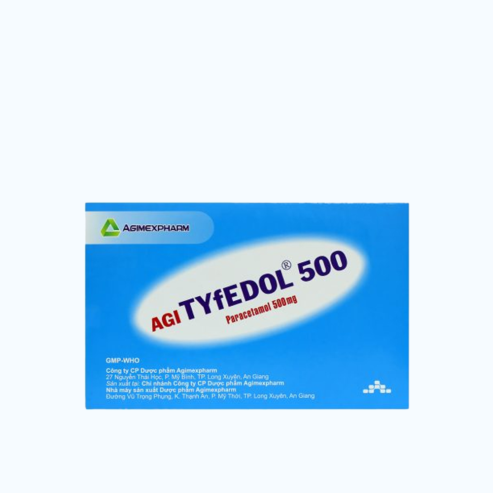 Thuốc Agi-Tyfedol 500mg hạ sốt, giảm đau (10 vỉ x 12 viên)