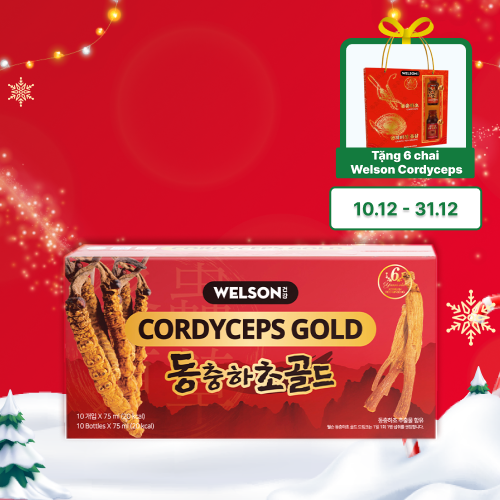 Nước Uống Hồng Sâm Đông Trùng Hạ Thảo Hàn Quốc - Welson Cordyceps Gold (Hộp 10 chai)