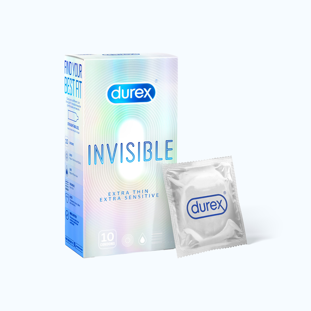 Bao Cao Su Durex Invisible Extra Thin/Sensi 10 cái/Hộp