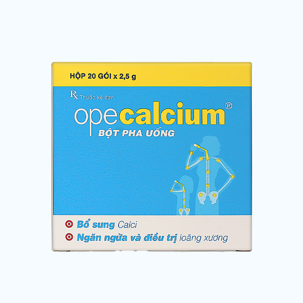 Thuốc bột pha hỗn dịch uống OPECALCIUM 10ml Bổ sung Calci và vitamin D3 (hộp 20 gói)