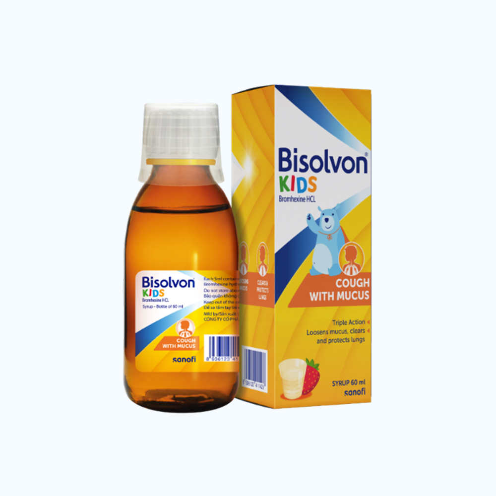 Siro Bisolvon Kids trị ho, loãng đờm trong viêm phế quản (Chai 60ml)
