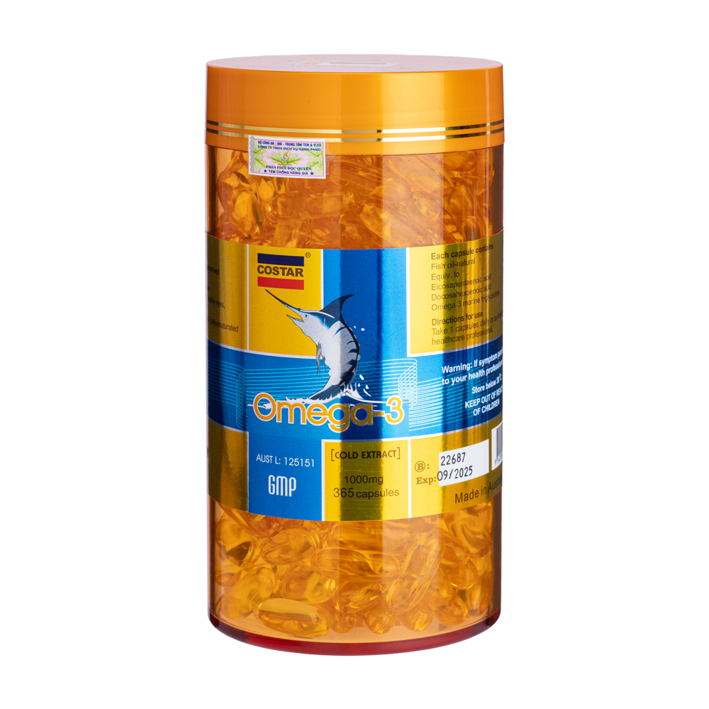 Viên uống dầu cá Costar Omega 3 (hộp 365 viên) cải thiện sức khỏe tim mạch, mắt