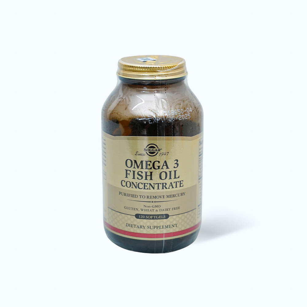Viên dầu cá Solgar Omega-3 Fish Oil (Chai 120 Viên) hỗ trợ giảm mỡ máu