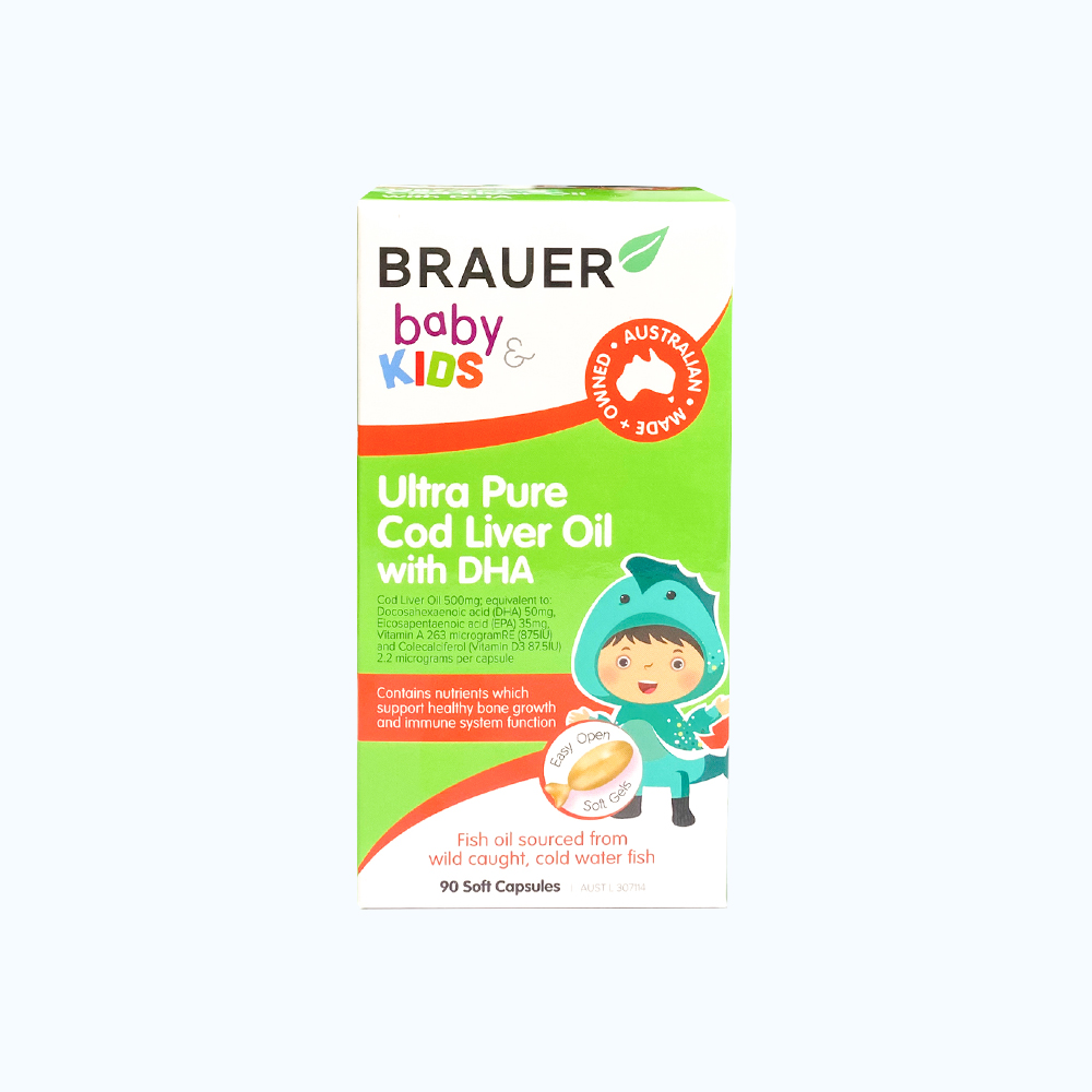 Brauer Baby & Kids Ultra Pure Cod Liver Oil with DHA (90 viên) giúp bé tập trung