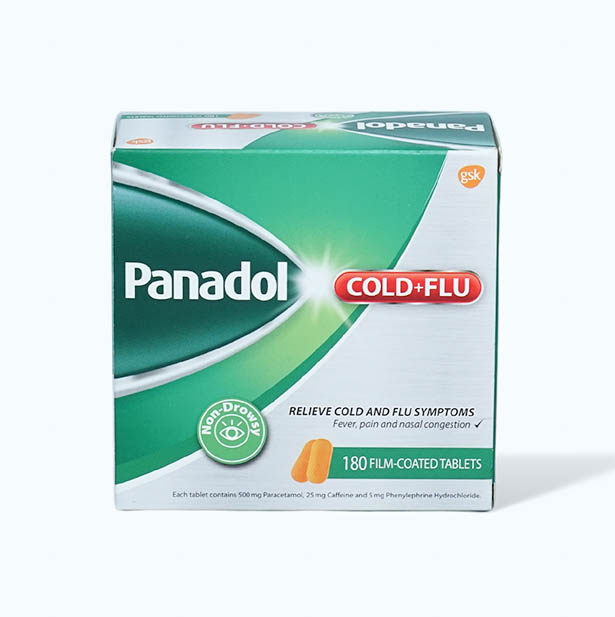 Panadol Cold & Flu (Hộp/180 viên) – Giảm nhanh các triệu chứng cảm cúm
