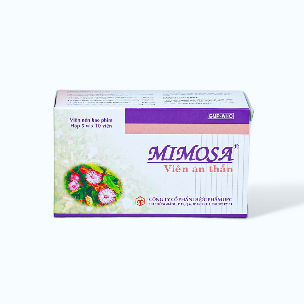 Viên an thần Mimosa OPC dùng cho trường hợp mất ngủ, suy nhược thần kinh (5 vỉ x 10 viên)