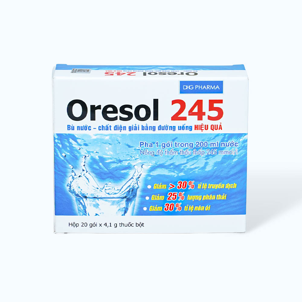 Thuốc bột Oresol 245 DHG điều trị mất nước (20 gói x 4,1g)