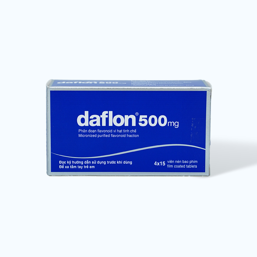 Viên nén Daflon 500mg điều trị suy tĩnh mạch, trĩ cấp tính (4 vỉ x 15 viên)