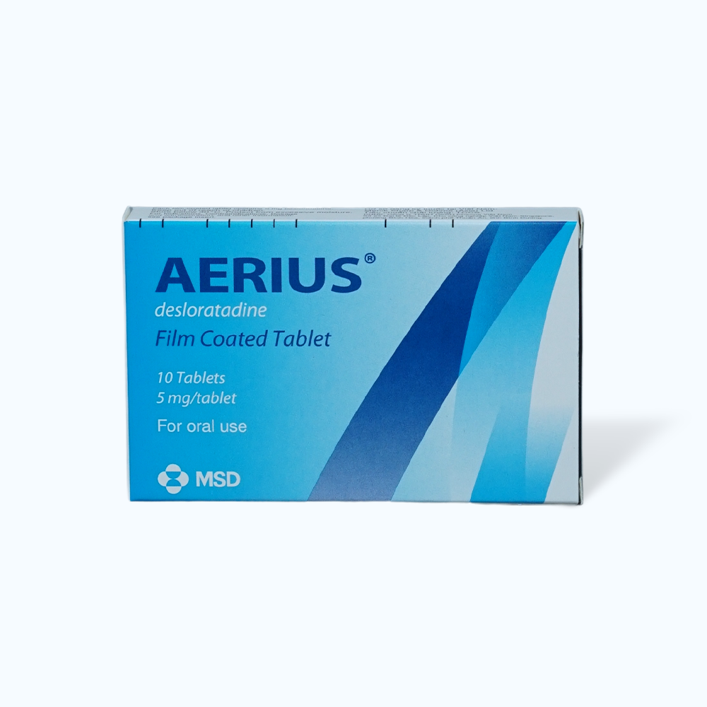 Viên nén Aerius 5mg trị viêm mũi dị ứng, mày đay, ngứa (1 vỉ x 10 viên)