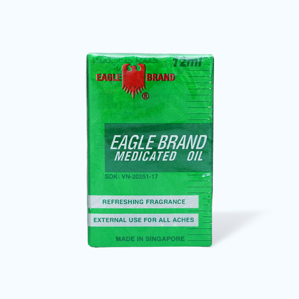 Dầu gió xanh Con Ó Eagle Brand Medicated Oil giảm nhức đầu, cảm cúm, đau lưng, viêm khớp (12 chai x 