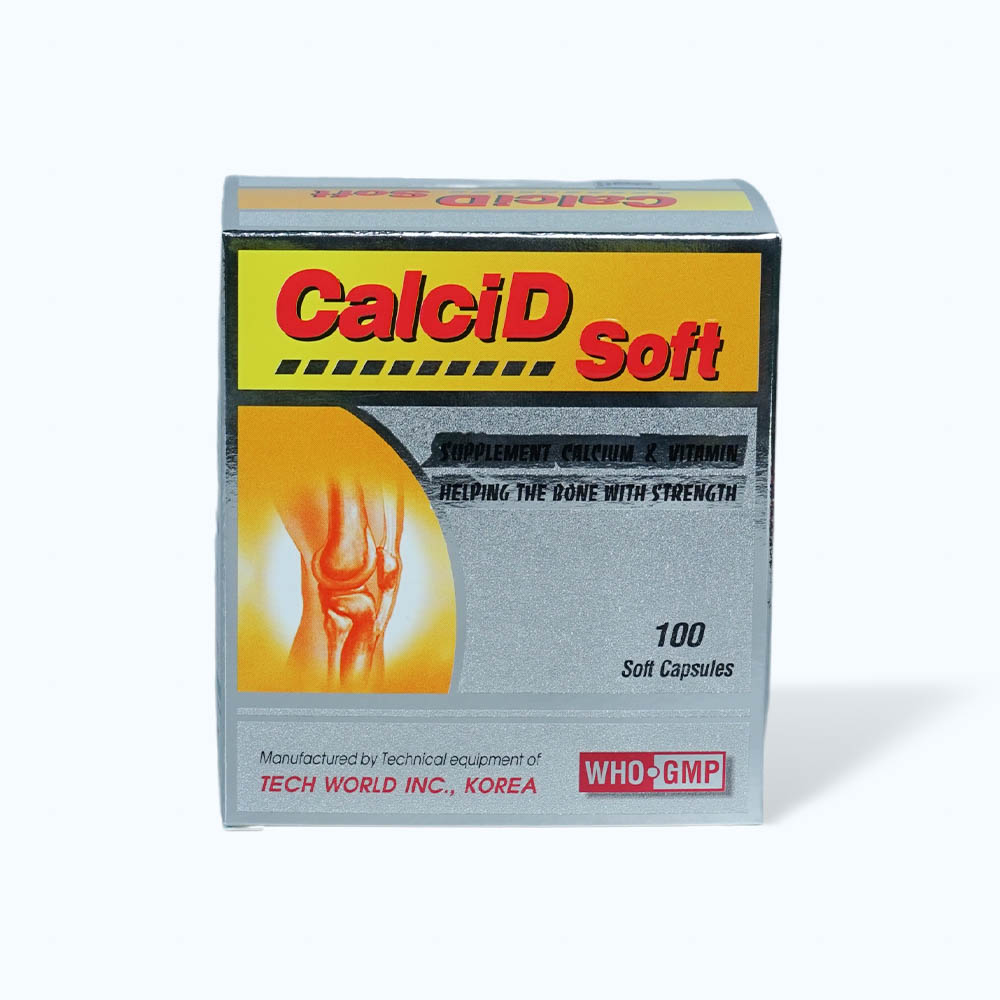 Viên nang Calci D 518mg/100IU cung cấp calci và D3 giúp xương chắc khỏe (10 vỉ x 10 viên)