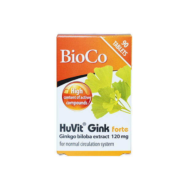 Thực phẩm bảo vệ sức khỏe Bioco Huvit Gink Forte Hỗ trợ tăng cường tuần hoàn máu não (Hộp 90 viên)
