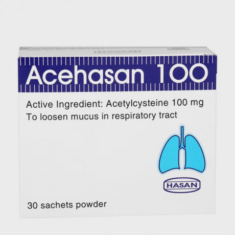 Thuốc Acehasan 100 tiêu đờm, loãng nhầy đường hô hấp (Hộp 30 gói)